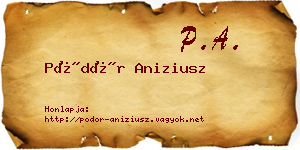 Pödör Aniziusz névjegykártya